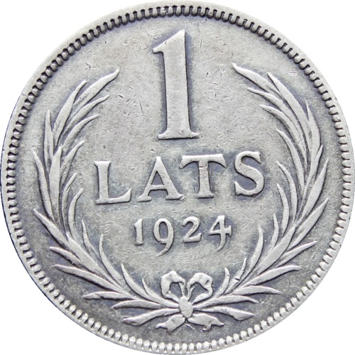 1924 Latvia One Lats Silver Coin