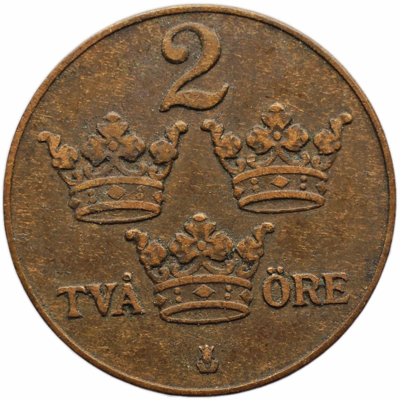 1925 2 Öre Sweden Coin Gustaf V