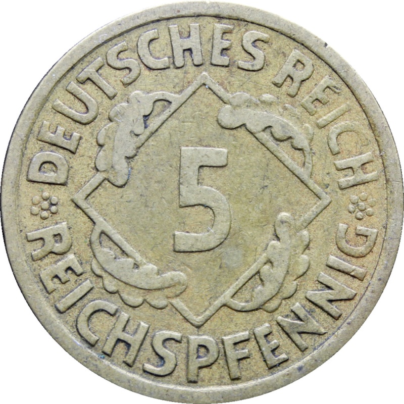 1925 A Germany 5 Reichspfennig Coin