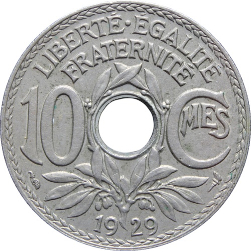 1929 France 10 Centimes Coin
