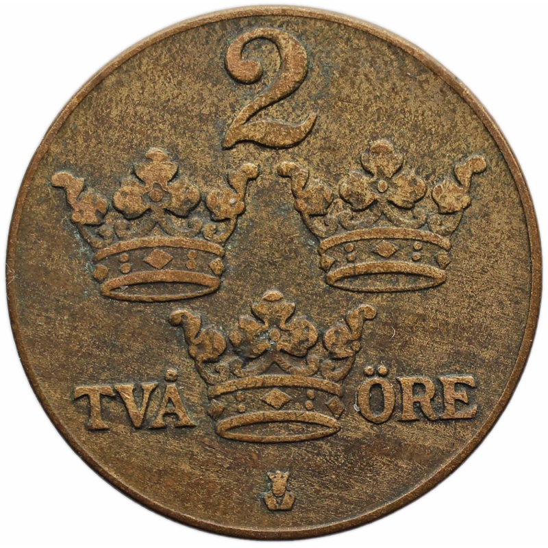1938 2 Öre Sweden Coin Gustaf V