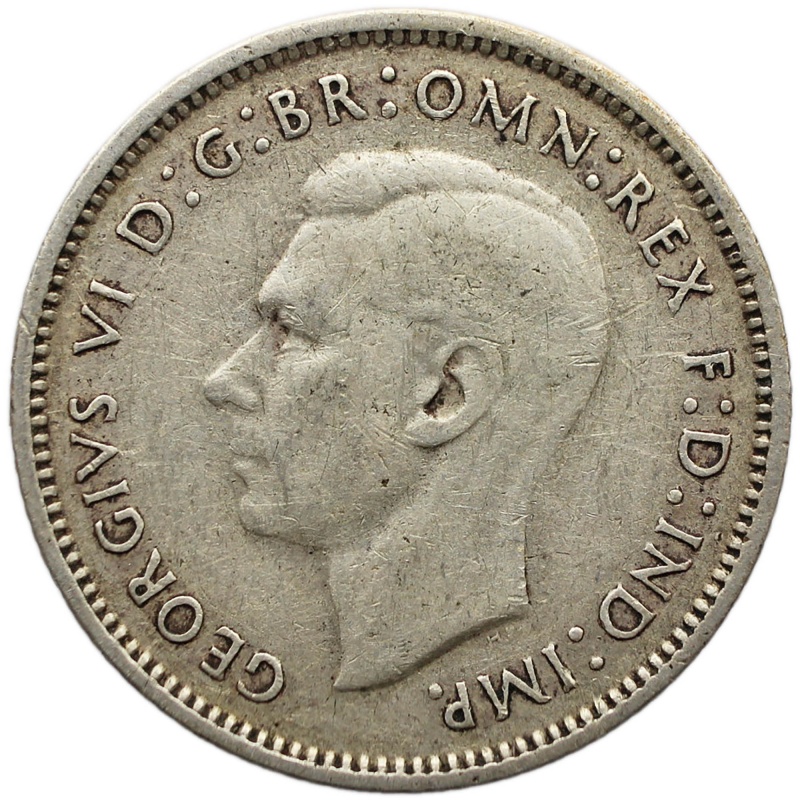 1938 Sixpence Australia Coin George VI Silver