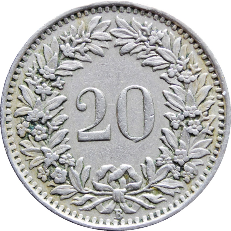 1939 Switzerland 20 Rappen Coin