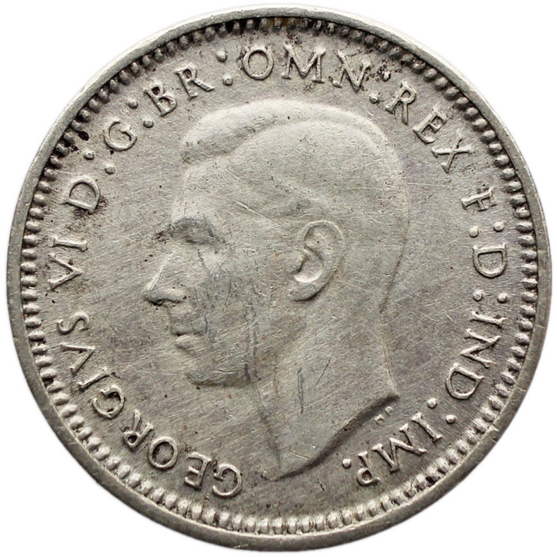 1942 D 3 Pence Australia Coin George VI Silver