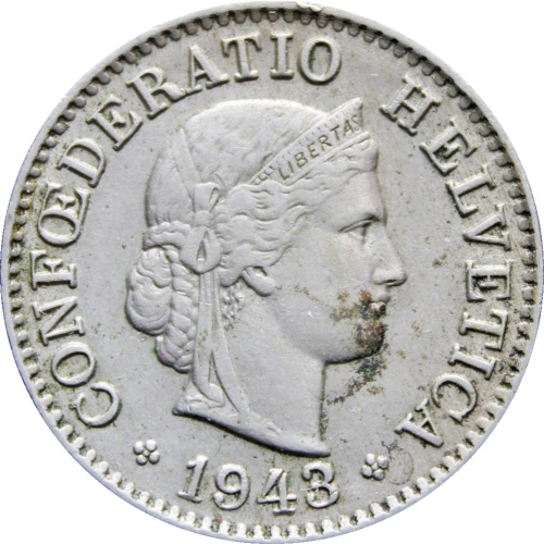 1943 5 Rappen Switzerland Coin
