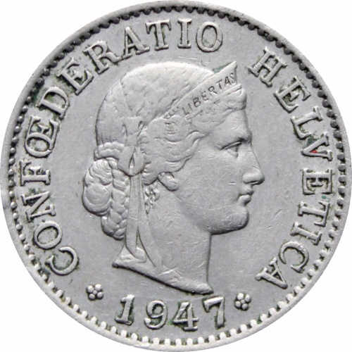 1947 Switzerland 5 Rappen Coin