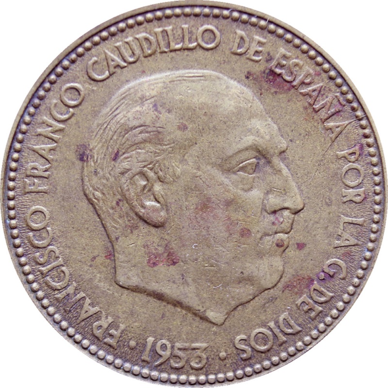 1953 2.5 Pesetas Spain Francisco Franco Coin