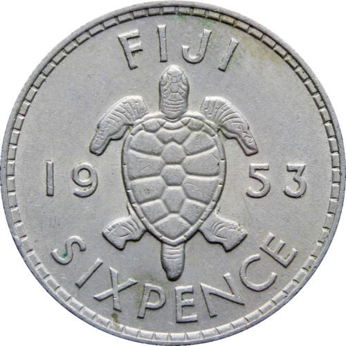 1953 Fiji Sixpence Elizabeth II (1st portrait) Coin