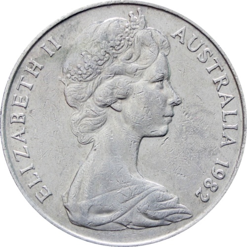 1982 20 Cents Australia Elizabeth II Coin 2nd portrait