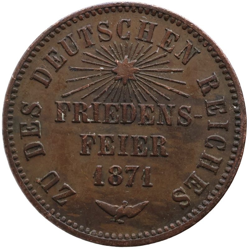 1871 1 Kreuzer Grand Duchy of Baden Coin Germany Frederick I Victory over France