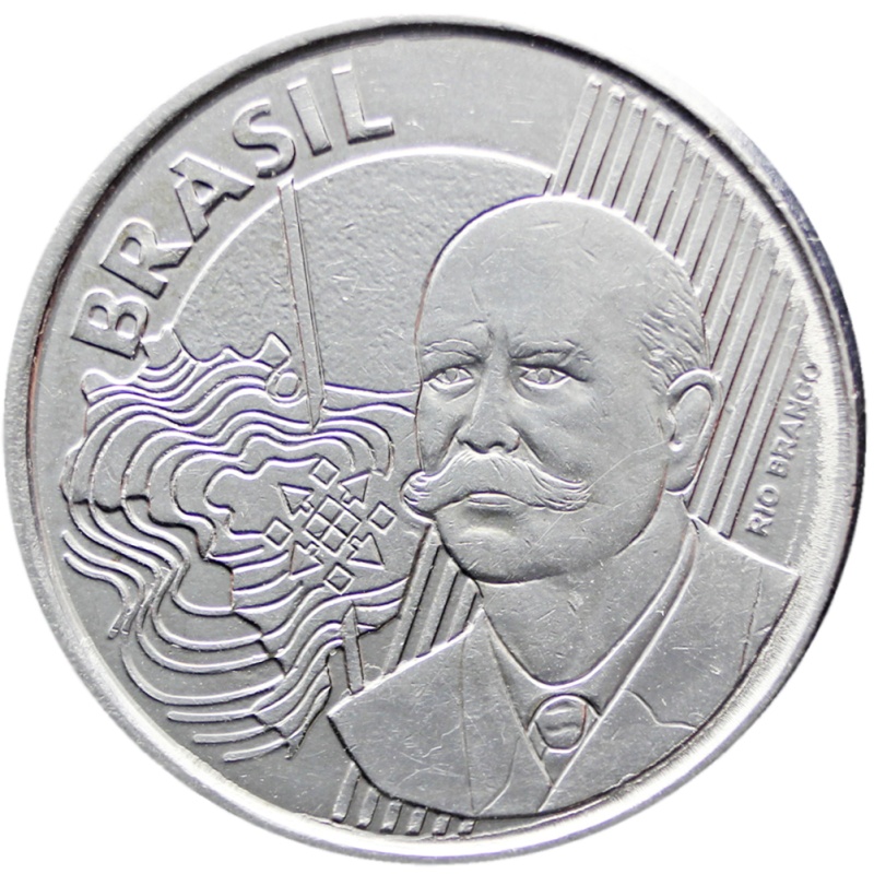 2005 Brazil 50 Centavos Coin 6 lines José Maria da Silva Paranhos Júnior