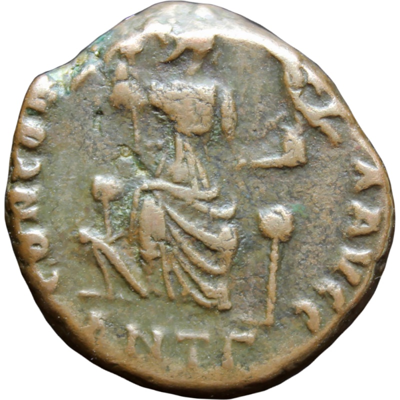 384 - 423 A.D Western Roman Empire Honorius AE4 Rare Coin Antioch Mint