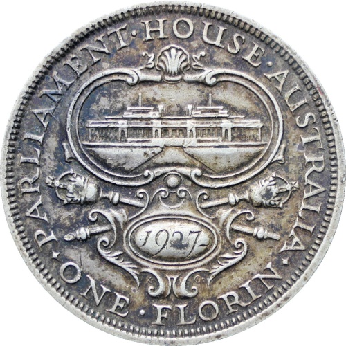Australia 1927 One Florin Parliament George V Coin
