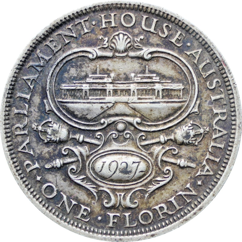 Australia 1927 One Florin Parliament George V Coin