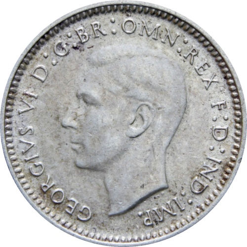 Australia 1944 3 Pence George VI Coin Silver