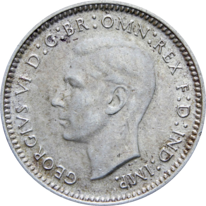 Australia 1944 3 Pence George VI Coin Silver