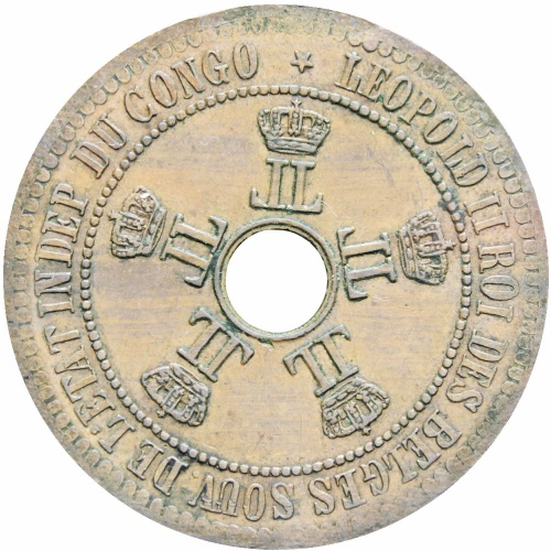Belgium Congo free state Leopold II 1888 5 Centimes Coin
