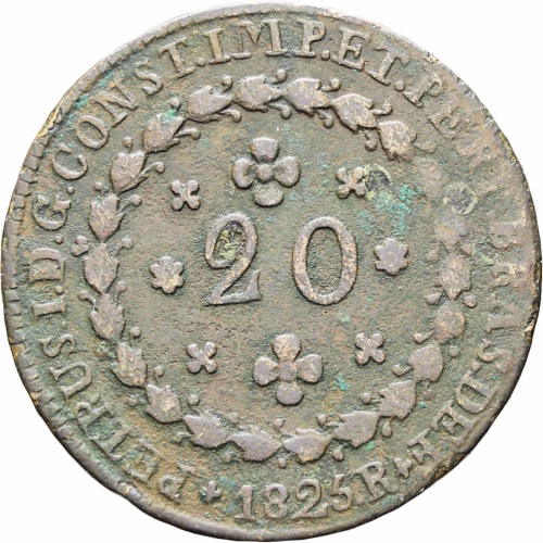 1825 R Brazil Coin20 Reis Pedro I