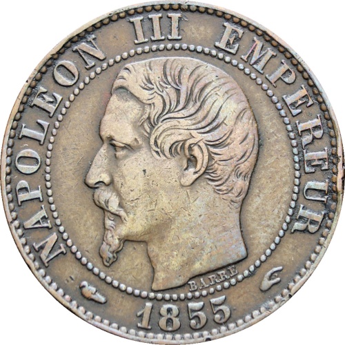 France 1855 5 Centimes Napoleon III Coin