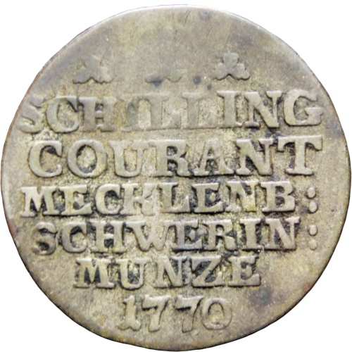 German States Mecklenburg- Schwerin 1770 1 Schilling Friedrich II Coin