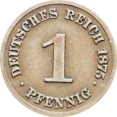 Germany 1875 One Pfennig Wilhelm I Coin Type 1, Large Shield