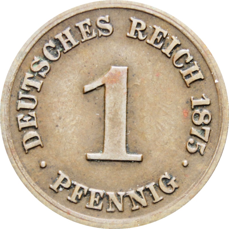 Germany 1875 One Pfennig Wilhelm I Coin Type 1, Large Shield