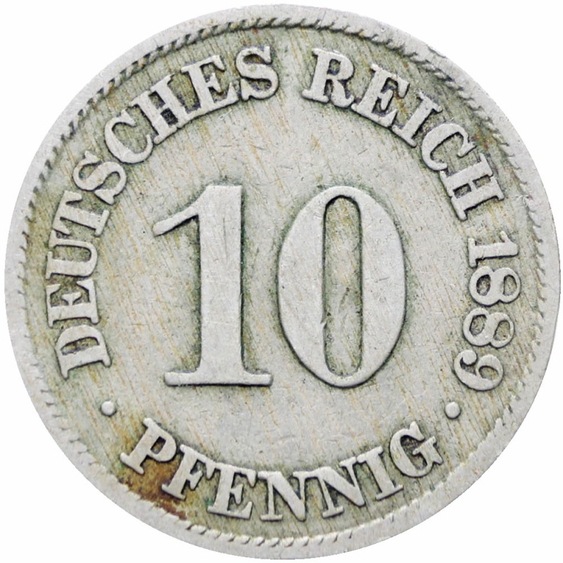 Germany 1889 A 10 Pfennig Wilhelm I Coin Type 1, Large Shield
