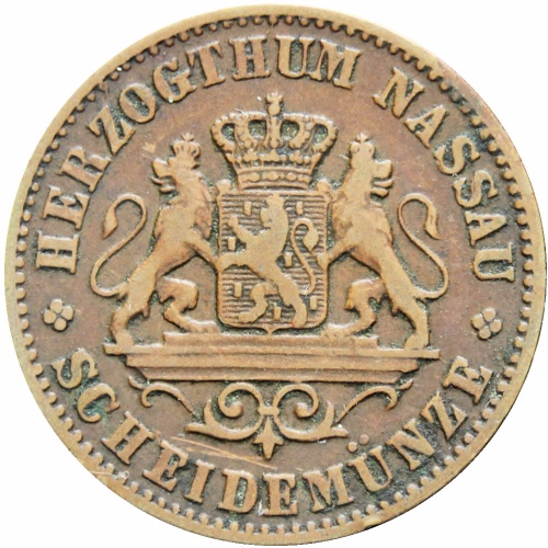 1862 One Kreuzer Germany states Nassau Coin