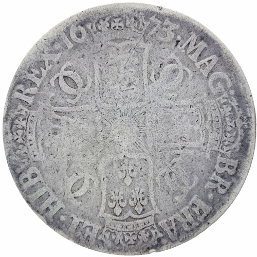 Great Britain 1673 Crown Charles II Silver Coin (3rd portrait)