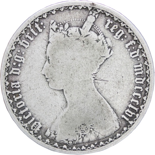 Great Britain Queen Victoria 1856 Two Shillings Florin Silver Coin ('Gothic' type)