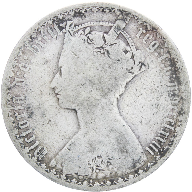 Great Britain Queen Victoria 1873 Two Shillings Florin Silver Coin ('Gothic' type)