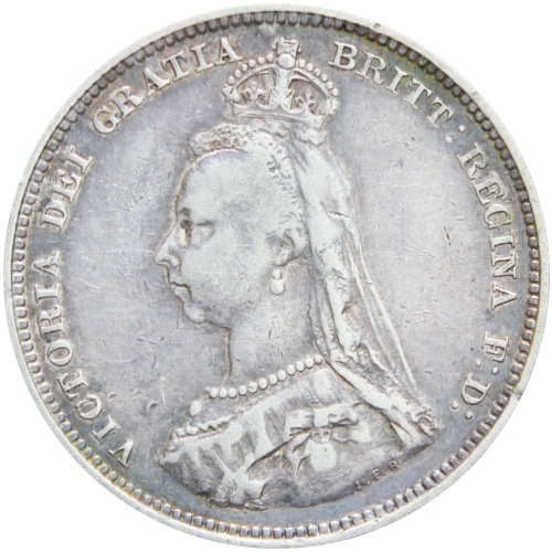 Great Britain Queen Victoria 1887 Shilling Silver Coin