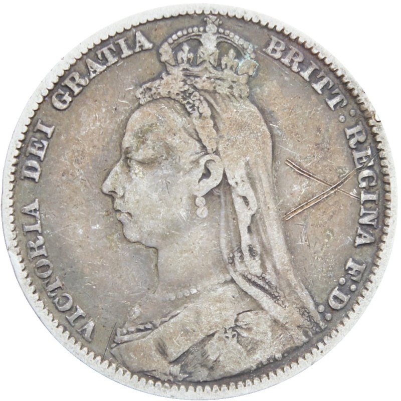 Great Britain Queen Victoria 1889 Shilling Silver Coin