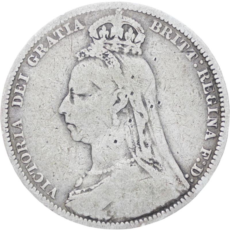 Great Britain Queen Victoria 1889 Shilling Silver Coin