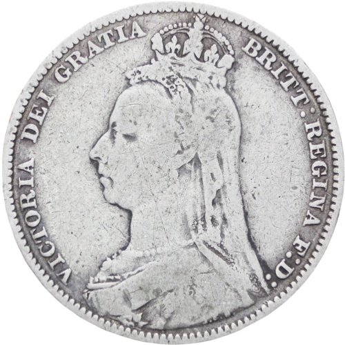 Great Britain Queen Victoria 1891 Shilling Silver Coin