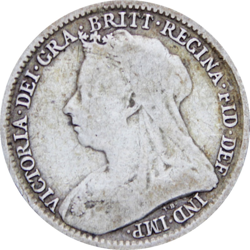 Great Britain Queen Victoria 1894 3 Pence Silver Coin (3rd portrait)
