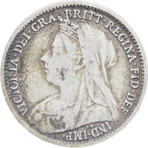 Great Britain Queen Victoria 1897 3 Pence Silver Coin (3rd portrait)