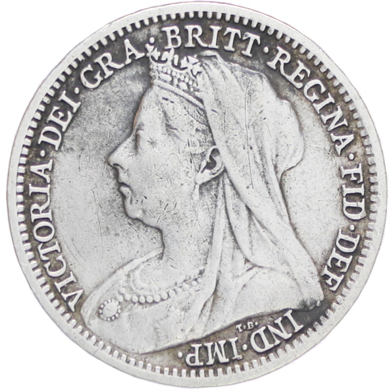 Great Britain Queen Victoria 1899 3 Pence Silver Coin (3rd portrait)