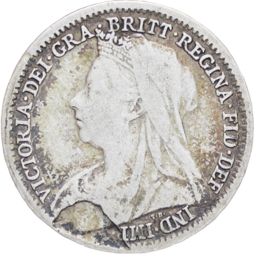 Great Britain Queen Victoria 1899 3 Pence Silver Coin (3rd portrait)