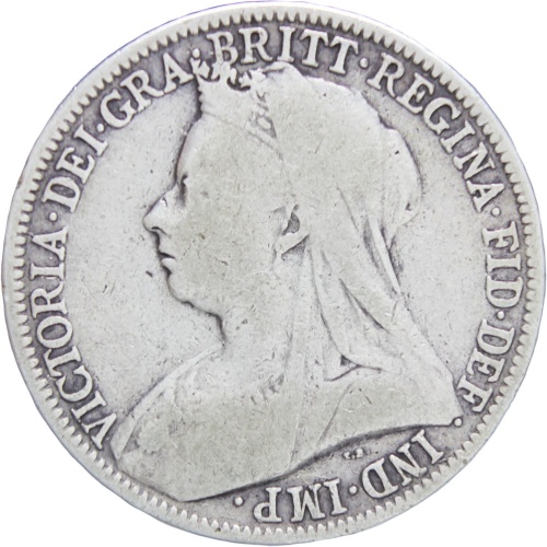 Great Britain Queen Victoria 1899 Two Shillings Florin Silver Coin (3rd portrait)