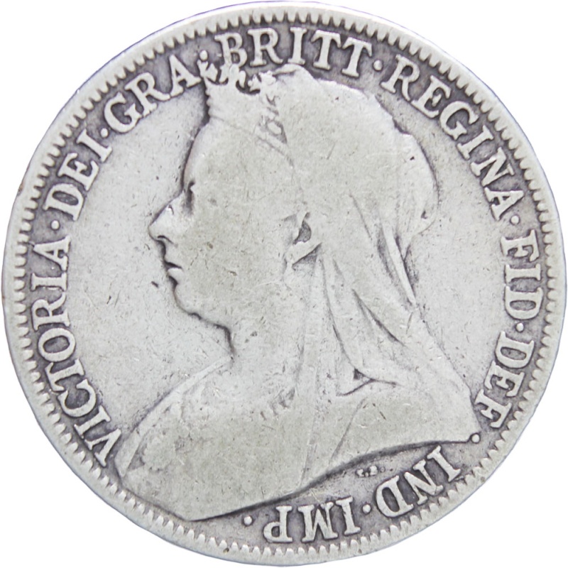 Great Britain Queen Victoria 1899 Two Shillings Florin Silver Coin (3rd portrait)