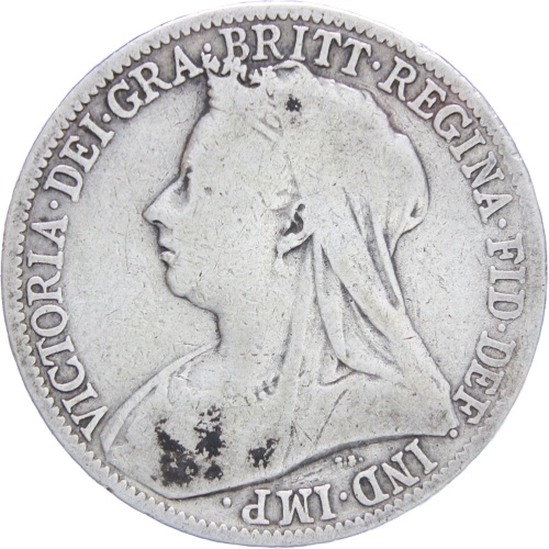 Great Britain Queen Victoria 1900 Two Shillings Florin Silver Coin (3rd portrait)
