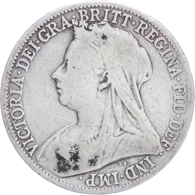 Great Britain Queen Victoria 1900 Two Shillings Florin Silver Coin (3rd portrait)