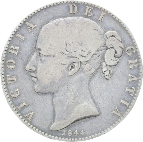 Great Britain Queen Victoria Crown 1844 Silver Coin Star Stops