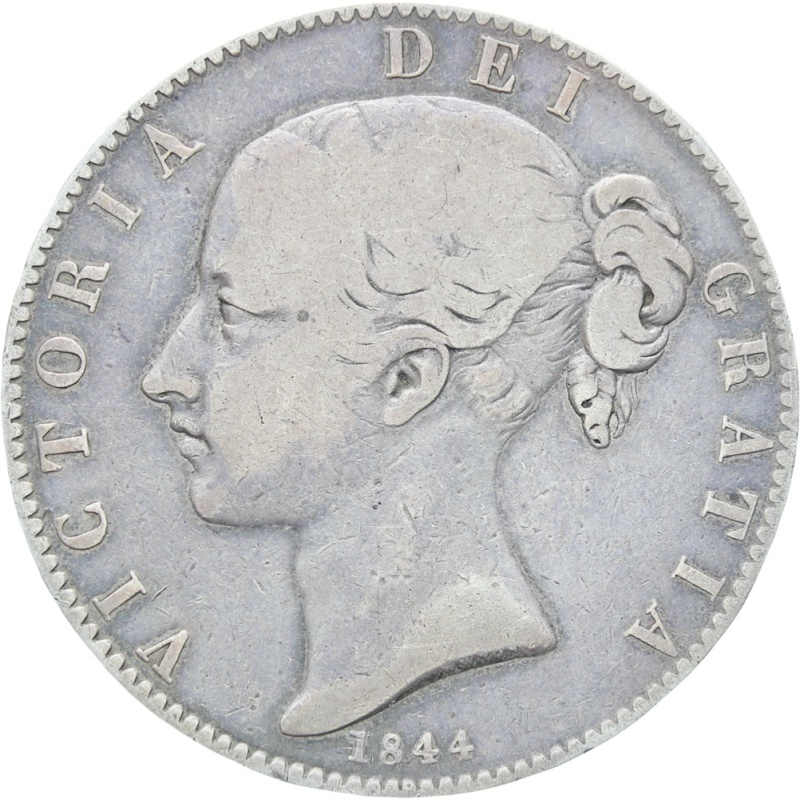 Great Britain Queen Victoria Crown 1844 Silver Coin Star Stops