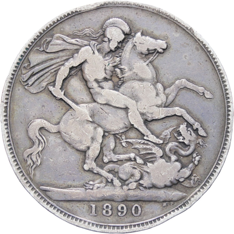 Great Britain Queen Victoria Crown 1890 Silver Coin