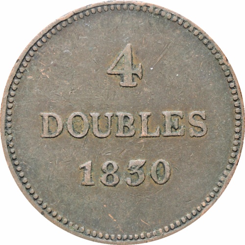 Guernsey 1830 4 Doubles Bronze Coin