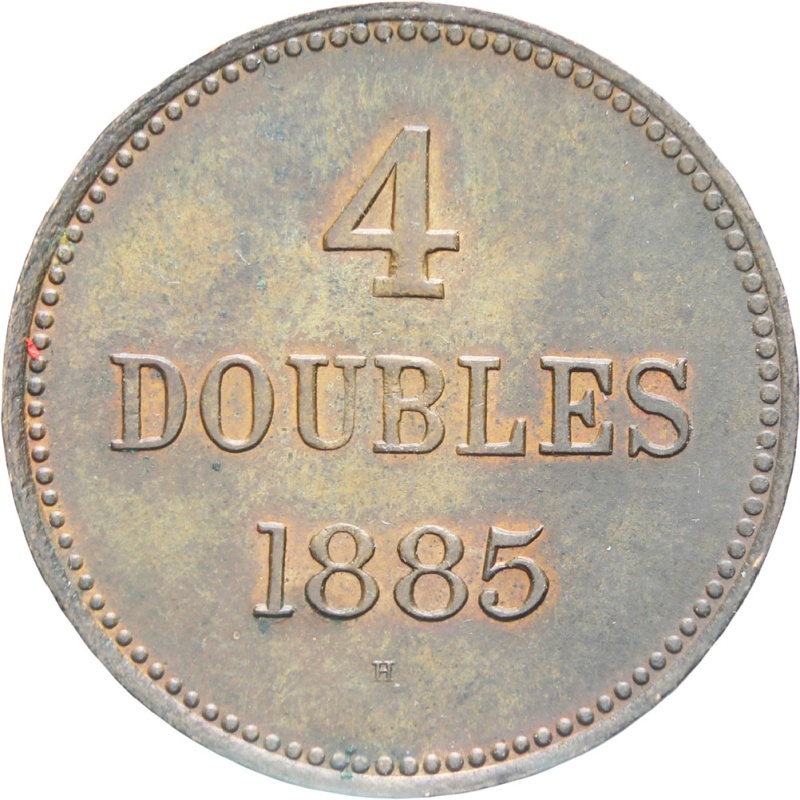Guernsey 1885 4 Doubles Bronze Coin