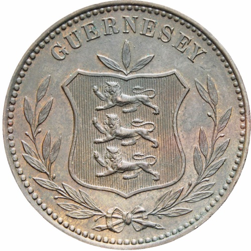 1885 H 8 Doubles Guernsey Coin Bronze