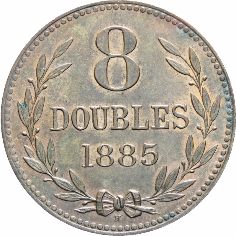 1885 H 8 Doubles Guernsey Coin Bronze